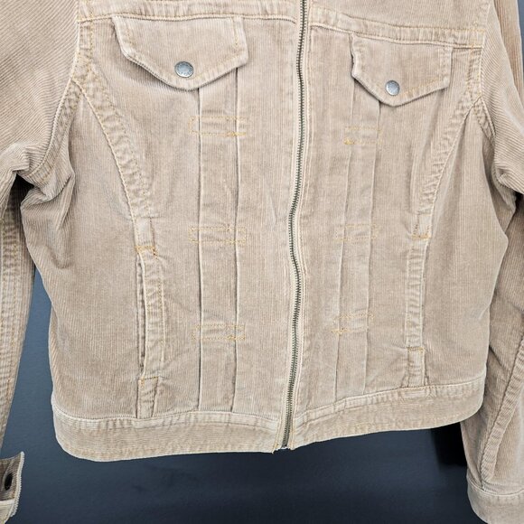 Vintage Tommy Hilfiger Jacket Coat Womens XL Tan Corduroy Stretch Zip Moto Y2K - Picture 4 of 14